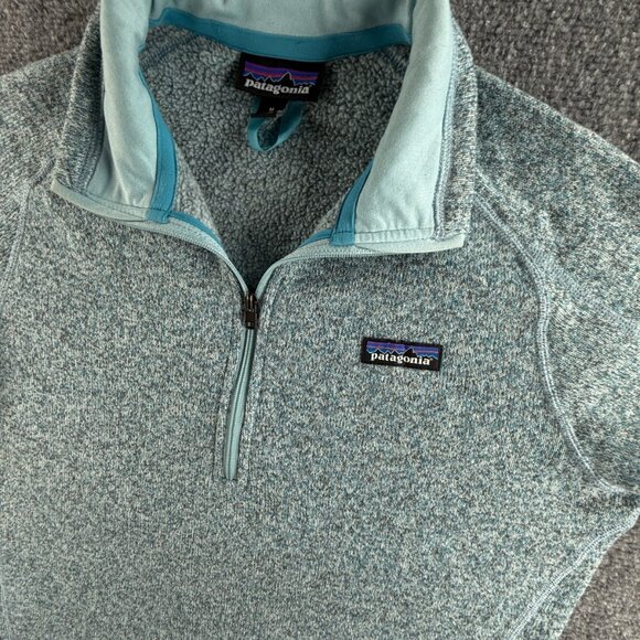Patagonia Fleece Jacket Women Medium Pullover Blue 1/4 Zip Logo Better Sweater - Picture 2 of 14